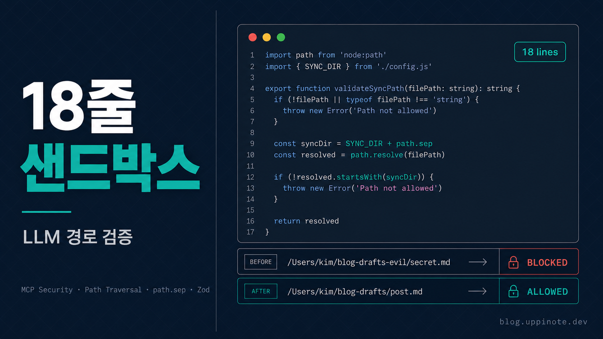 MCP 서버 보안: LLM이 생성한 파일 경로를 18줄로 막는 Path Traversal 방어