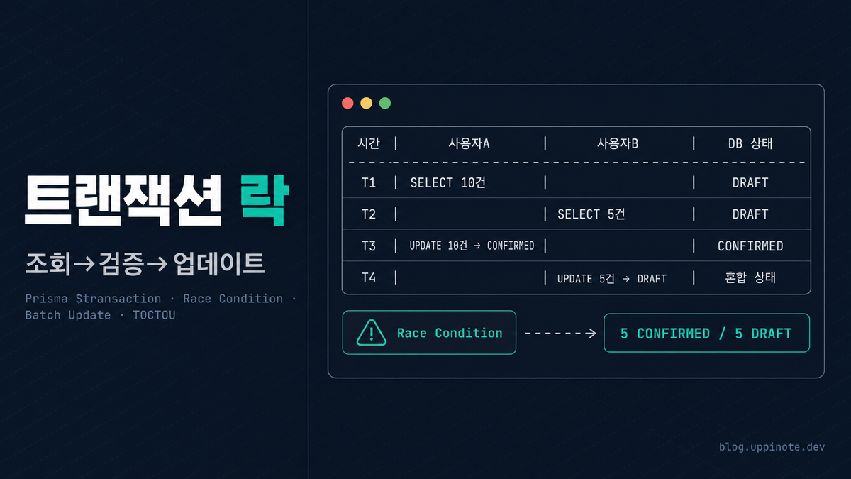 Prisma 일괄 업데이트에서 동시성 이슈 해결하기 ($transaction 활용)