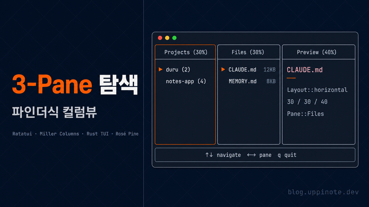 Ratatui로 Miller Columns 3-Pane 파일 탐색 UI 만들기: Finder 스타일 TUI 설계 가이드