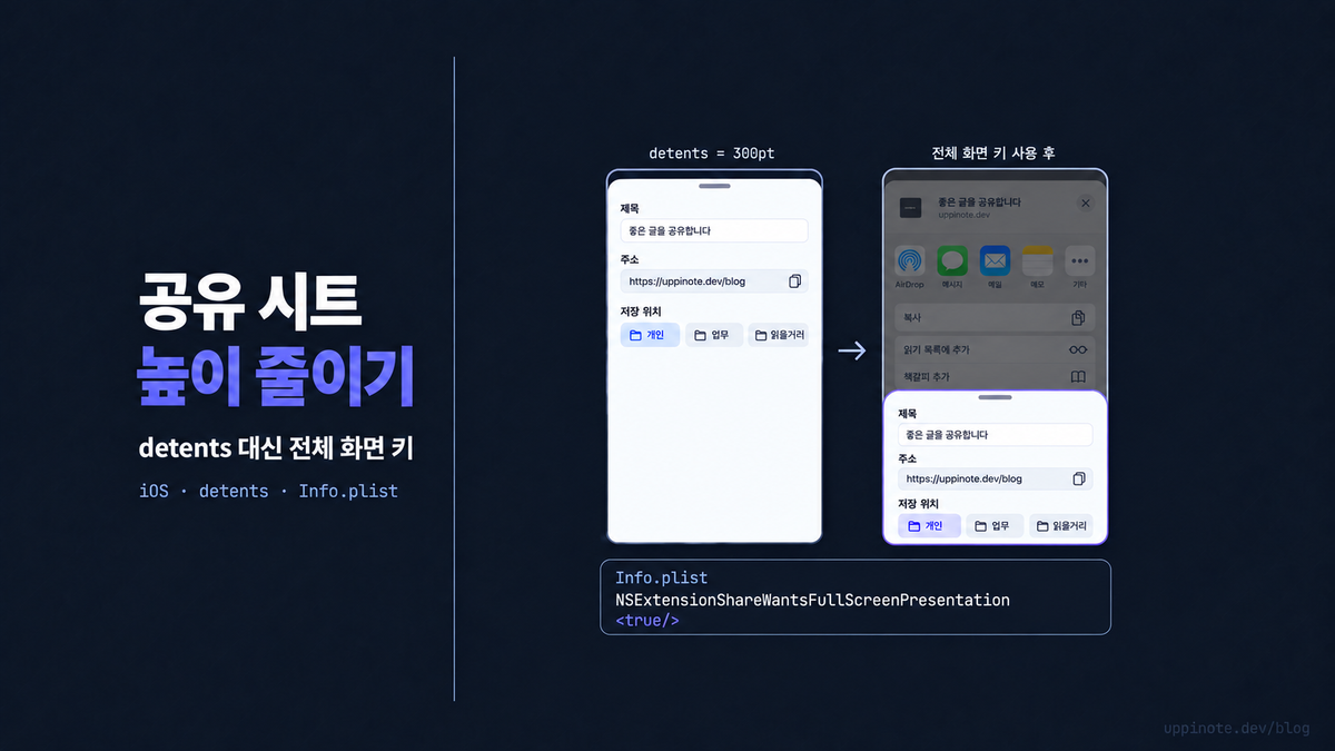 iOS 공유 확장 시트 높이 줄이기: detents가 안 먹힐 때 NSExtensionShareWantsFullScreenPresentation